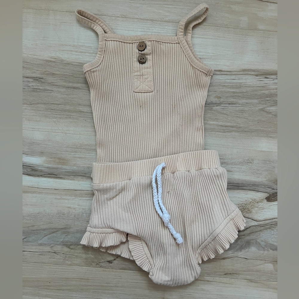 Cream Onesie and Shorts Set